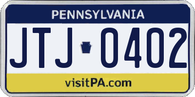 PA license plate JTJ0402