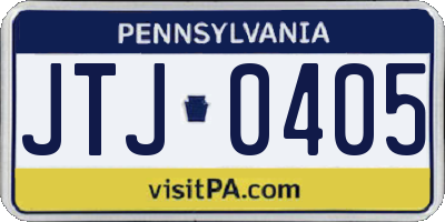 PA license plate JTJ0405