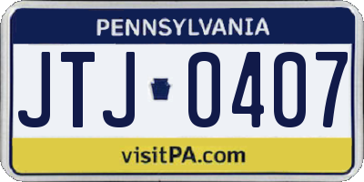 PA license plate JTJ0407