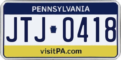 PA license plate JTJ0418