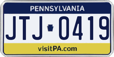 PA license plate JTJ0419