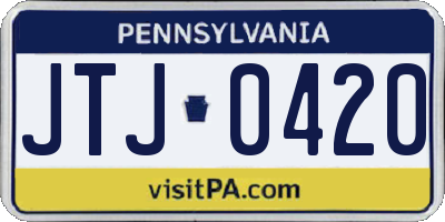 PA license plate JTJ0420