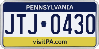 PA license plate JTJ0430