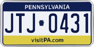 PA license plate JTJ0431
