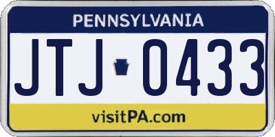 PA license plate JTJ0433