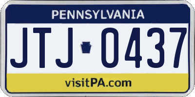 PA license plate JTJ0437