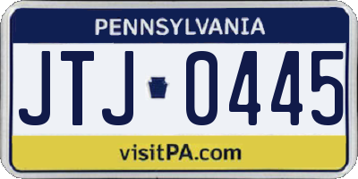 PA license plate JTJ0445