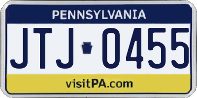 PA license plate JTJ0455