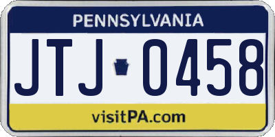 PA license plate JTJ0458
