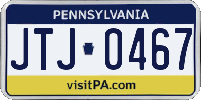 PA license plate JTJ0467