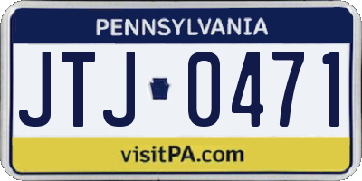 PA license plate JTJ0471