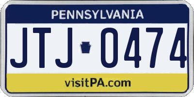 PA license plate JTJ0474