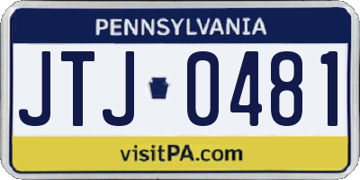 PA license plate JTJ0481