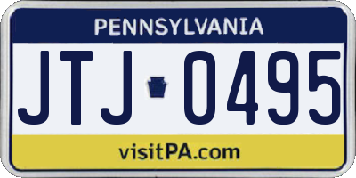 PA license plate JTJ0495