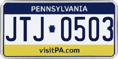 PA license plate JTJ0503
