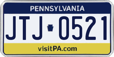 PA license plate JTJ0521