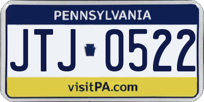 PA license plate JTJ0522