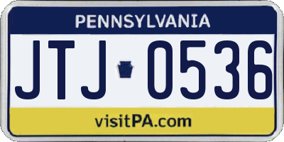 PA license plate JTJ0536