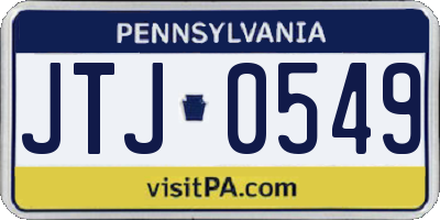 PA license plate JTJ0549