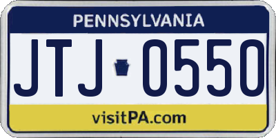 PA license plate JTJ0550