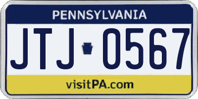 PA license plate JTJ0567
