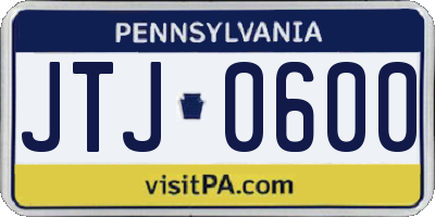 PA license plate JTJ0600