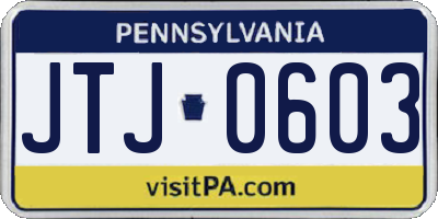 PA license plate JTJ0603
