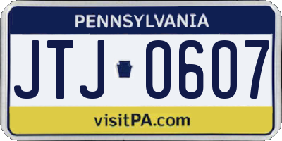 PA license plate JTJ0607