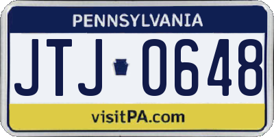 PA license plate JTJ0648