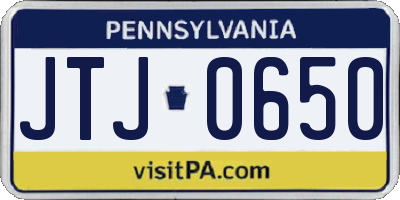 PA license plate JTJ0650