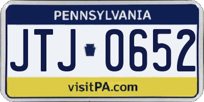 PA license plate JTJ0652
