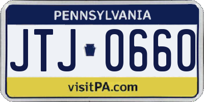 PA license plate JTJ0660