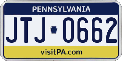 PA license plate JTJ0662