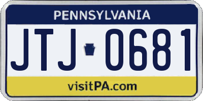 PA license plate JTJ0681