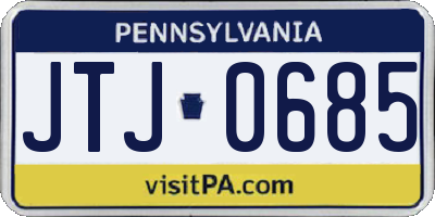 PA license plate JTJ0685