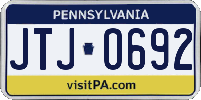PA license plate JTJ0692