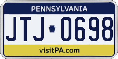 PA license plate JTJ0698
