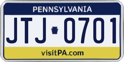 PA license plate JTJ0701