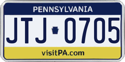 PA license plate JTJ0705