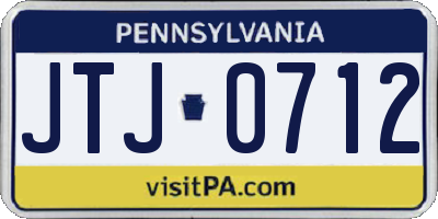 PA license plate JTJ0712