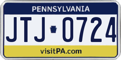 PA license plate JTJ0724