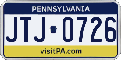 PA license plate JTJ0726