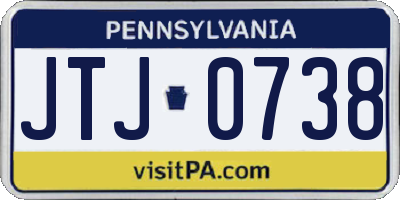 PA license plate JTJ0738