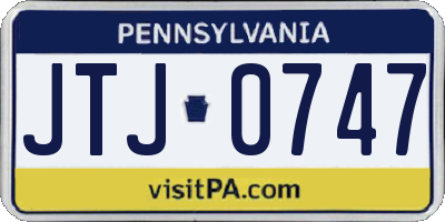 PA license plate JTJ0747