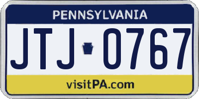 PA license plate JTJ0767