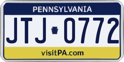 PA license plate JTJ0772