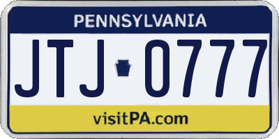 PA license plate JTJ0777