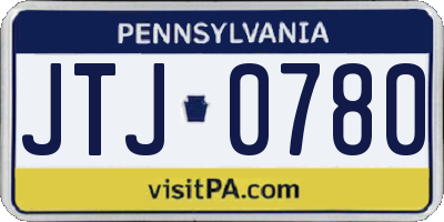 PA license plate JTJ0780