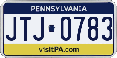 PA license plate JTJ0783