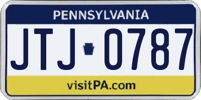 PA license plate JTJ0787